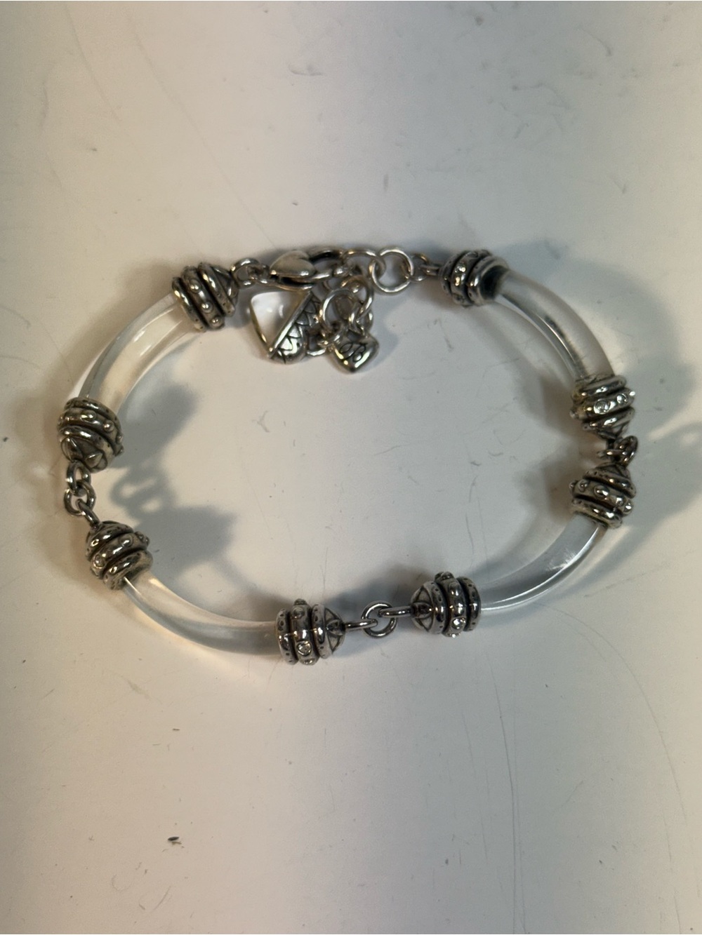 Brighton Elegant Clear and Silver Tubular Bracelet